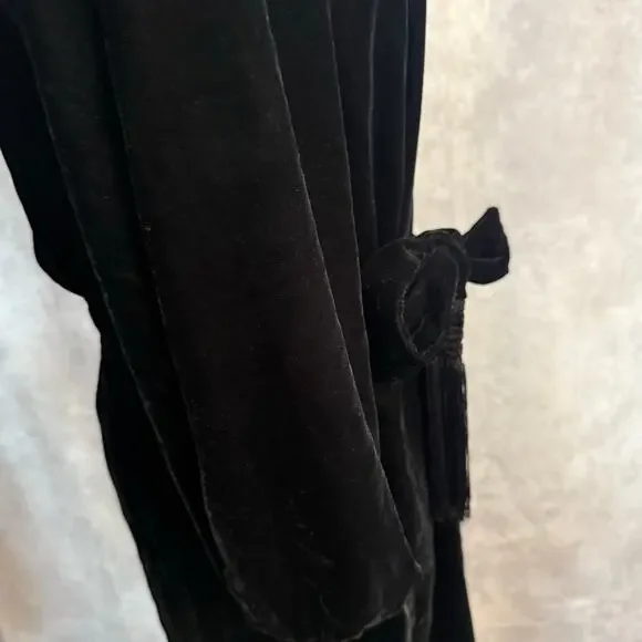 Lauren by Ralph Lauren Velvet Style Midi Little Black Dress Long Sleeve Bow Tie - Picture 6 of 15